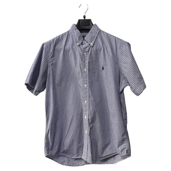 Ralph Lauren Blue plaid short sleeve men's size L button down shirt - Picture 1 of 4